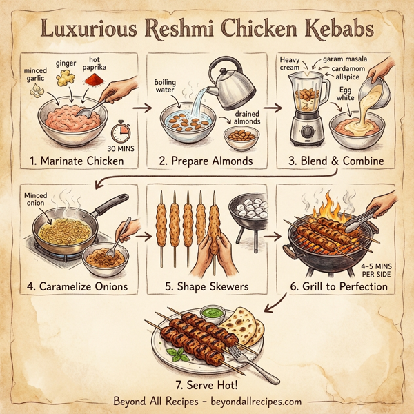 Luxurious Reshmi Chicken Kebabs instructions