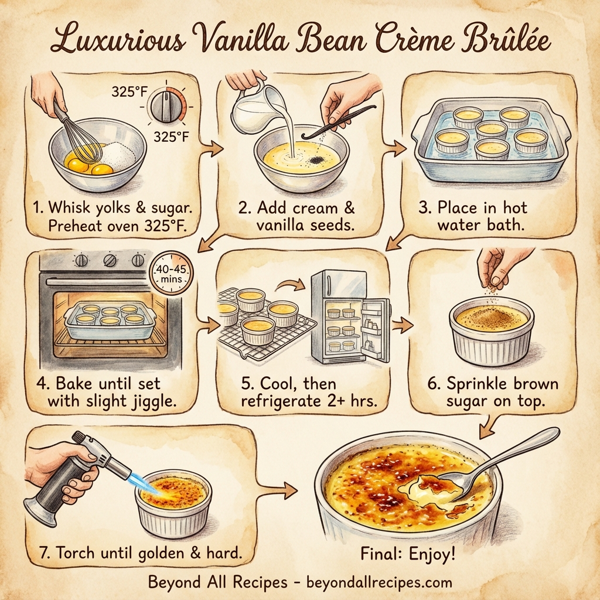 Luxurious Vanilla Bean Crème Brûlée instructions