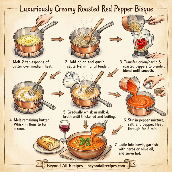 Luxuriously Creamy Roasted Red Pepper Bisque instructions