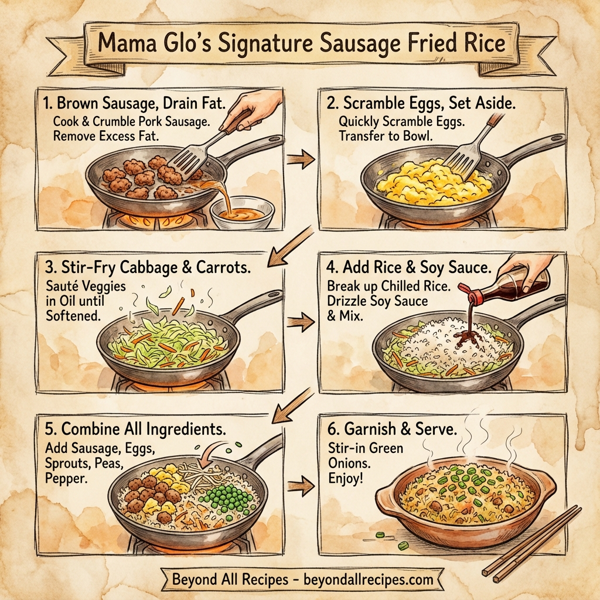 Mama Glo's Signature Sausage Fried Rice instructions