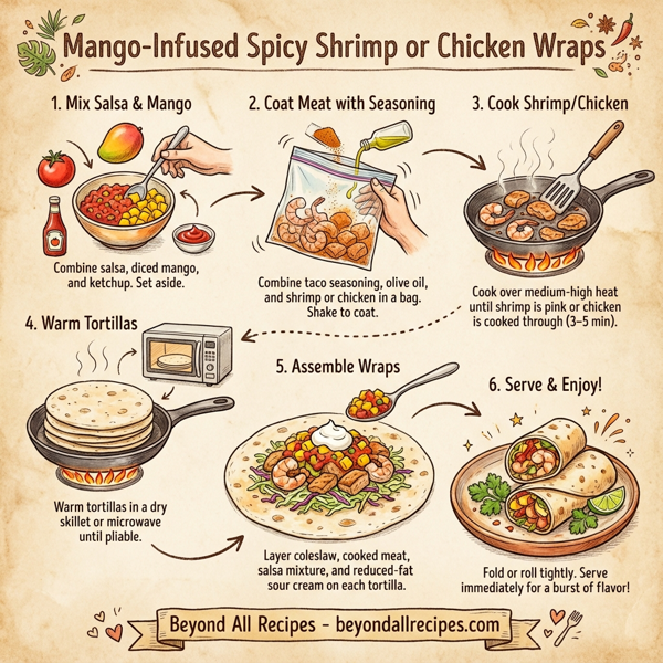 Mango-Infused Spicy Shrimp or Chicken Wraps instructions