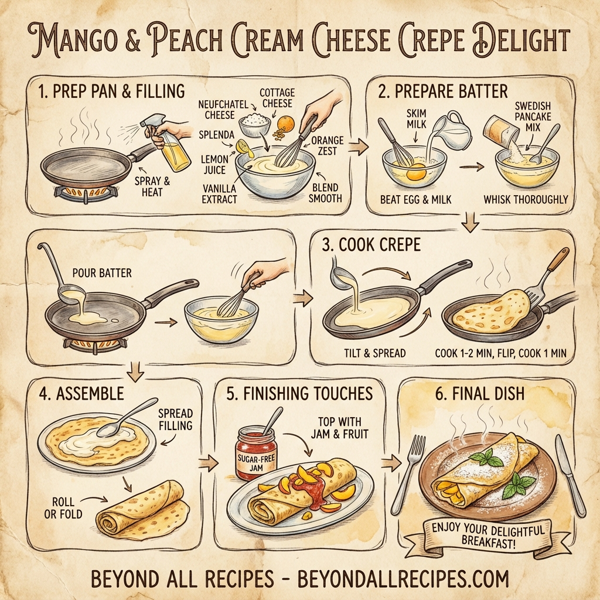 Mango & Peach Cream Cheese Crepe Delight instructions