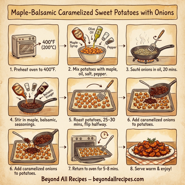 Maple-Balsamic Caramelized Sweet Potatoes with Onions instructions