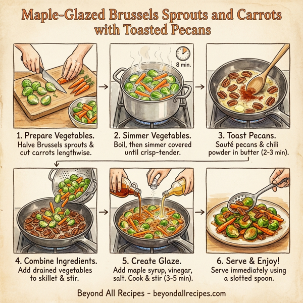 Maple-Glazed Brussels Sprouts and Carrots with Toasted Pecans instructions