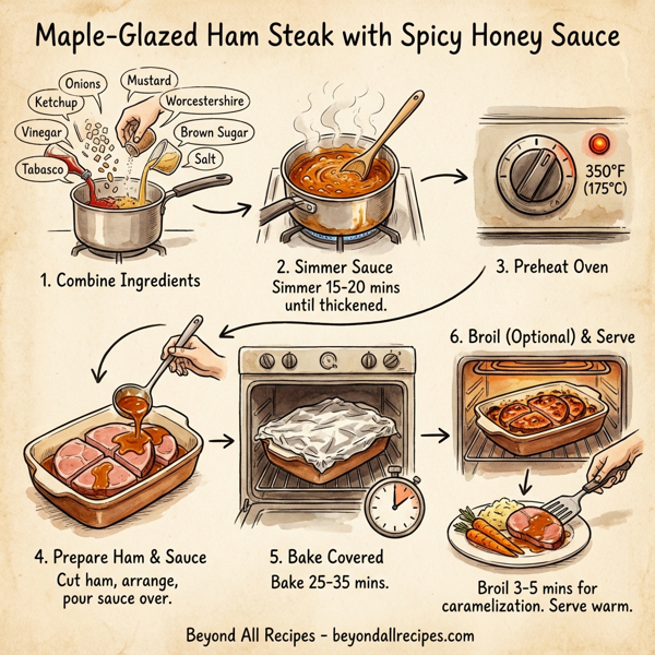 Maple-Glazed Ham Steak with Spicy Honey Sauce instructions