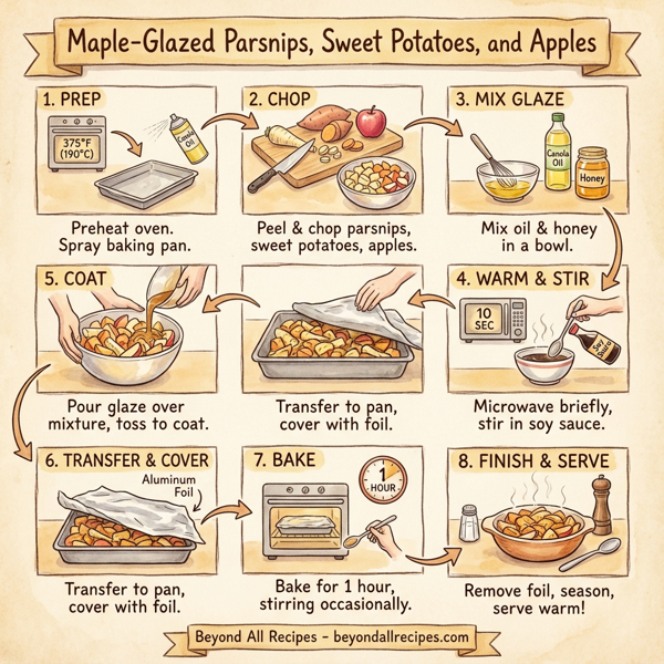 Maple-Glazed Parsnips, Sweet Potatoes, and Apples instructions