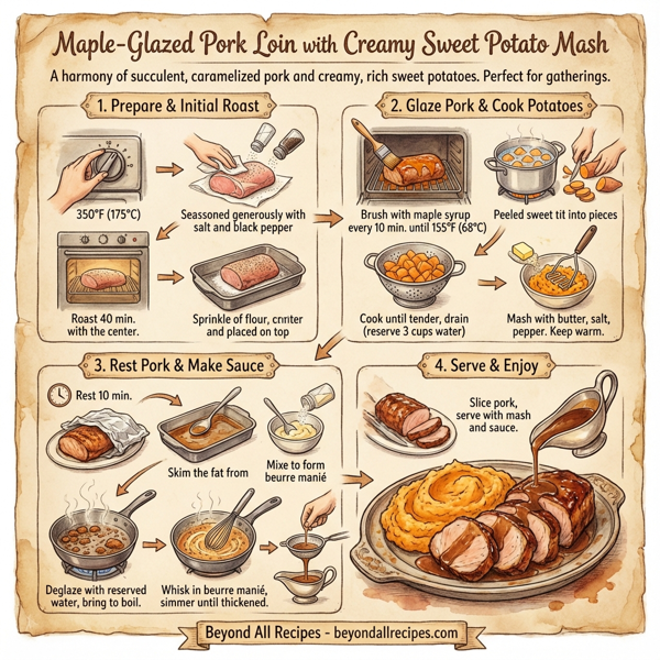 Maple-Glazed Pork Loin with Creamy Sweet Potato Mash instructions