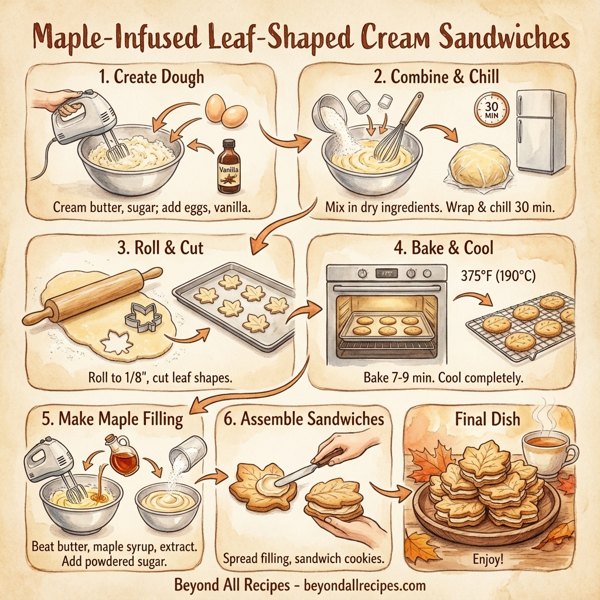 Maple-Infused Leaf-Shaped Cream Sandwiches instructions