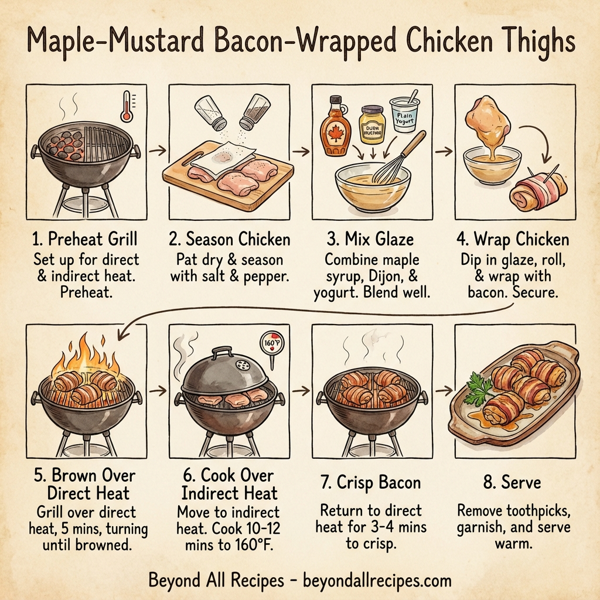 Maple-Mustard Bacon-Wrapped Chicken Thighs instructions