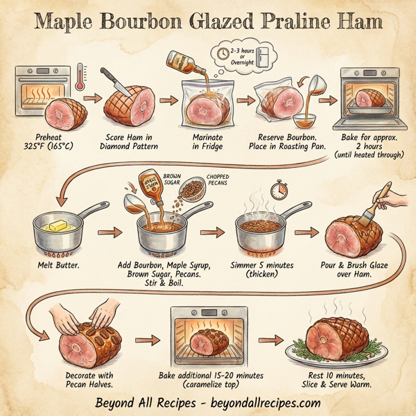 Maple Bourbon Glazed Praline Ham instructions