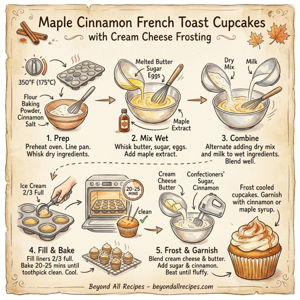 Maple Cinnamon French Toast Cupcakes with Cream Cheese Frosting instructions