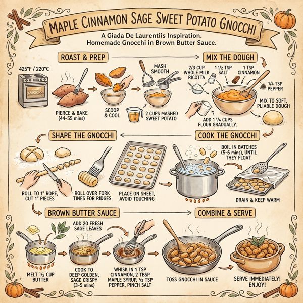 Maple Cinnamon Sage Sweet Potato Gnocchi instructions