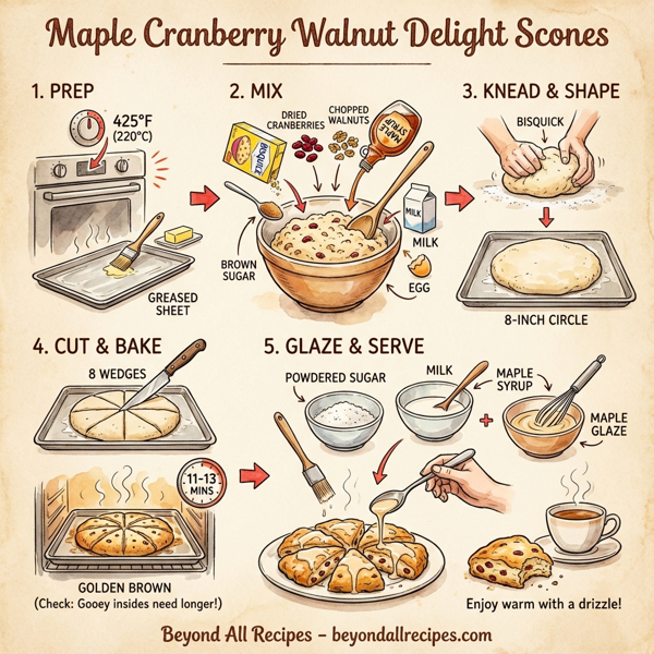 Maple Cranberry Walnut Delight Scones instructions