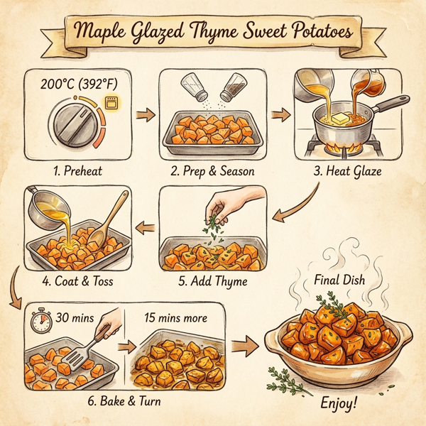 Maple Glazed Thyme Sweet Potatoes instructions