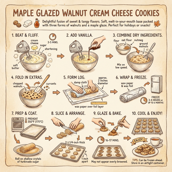 Maple Glazed Walnut Cream Cheese Cookies instructions