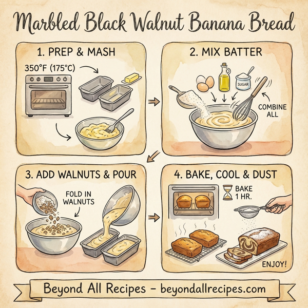 Marbled Black Walnut Banana Bread instructions
