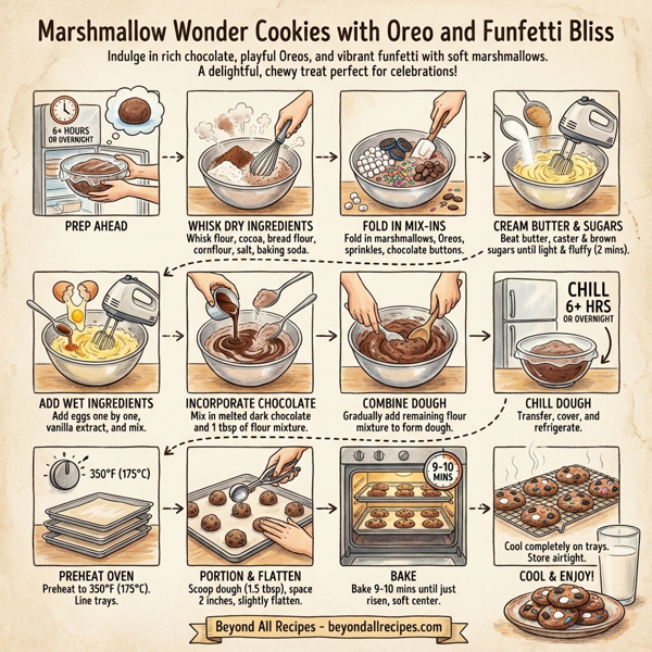 Marshmallow Wonder Cookies with Oreo and Funfetti Bliss instructions