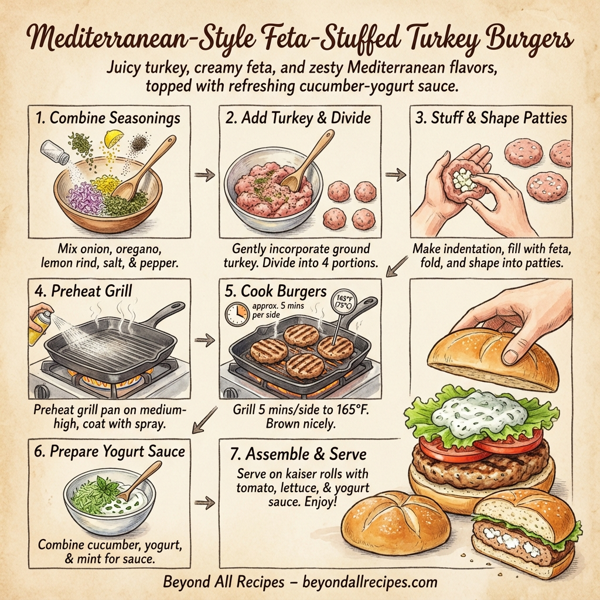 Mediterranean-Style Feta-Stuffed Turkey Burgers instructions