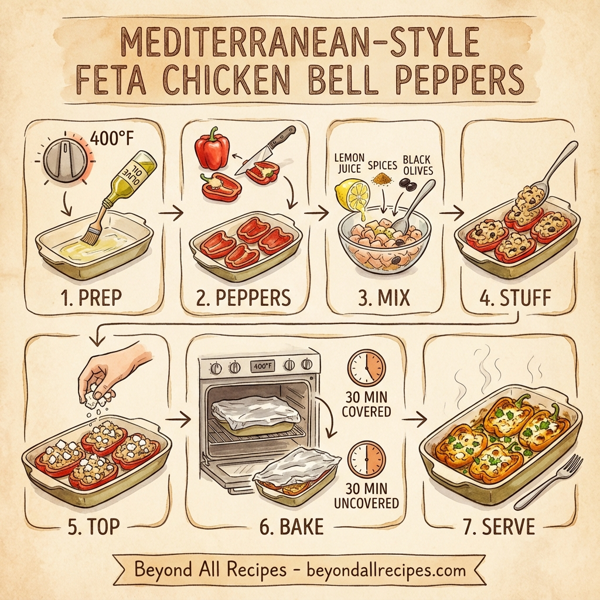 Mediterranean-Style Feta Chicken Bell Peppers instructions