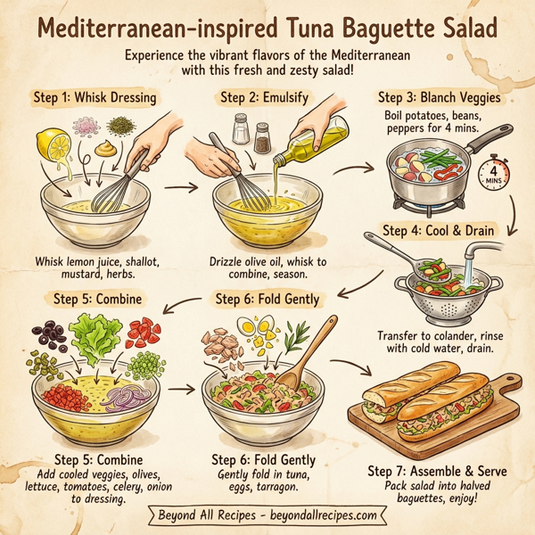 Mediterranean-inspired Tuna Baguette Salad instructions