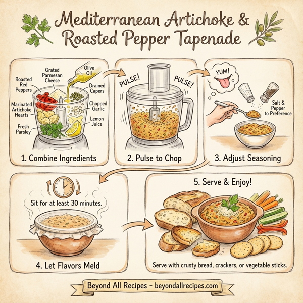 Mediterranean Artichoke & Roasted Pepper Tapenade instructions