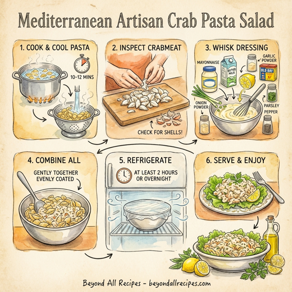 Mediterranean Artisan Crab Pasta Salad instructions
