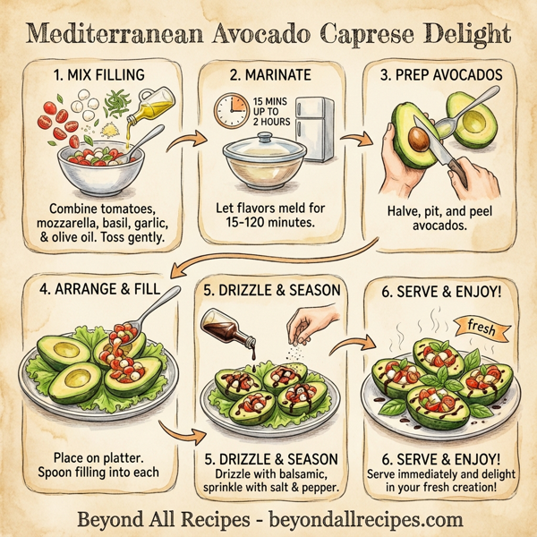 Mediterranean Avocado Caprese Delight instructions