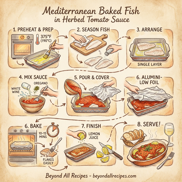 Mediterranean Baked Fish in Herbed Tomato Sauce instructions