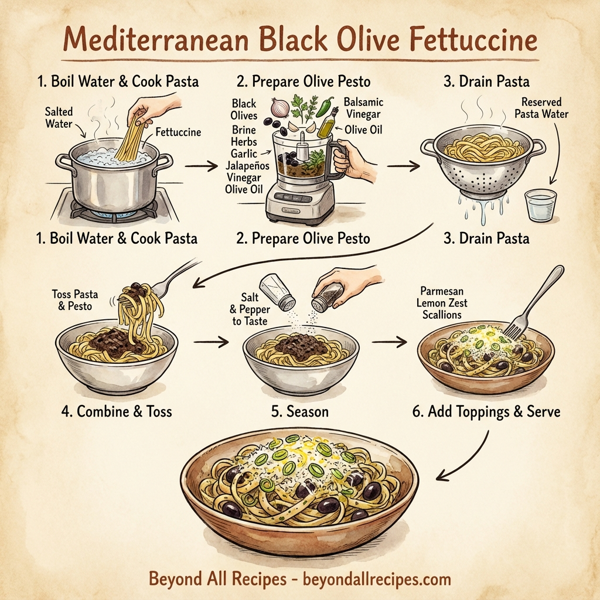 Mediterranean Black Olive Fettuccine instructions