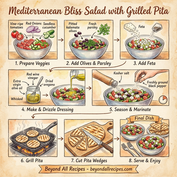 Mediterranean Bliss Salad with Grilled Pita instructions
