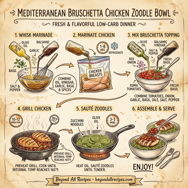 Mediterranean Bruschetta Chicken Zoodle Bowl instructions
