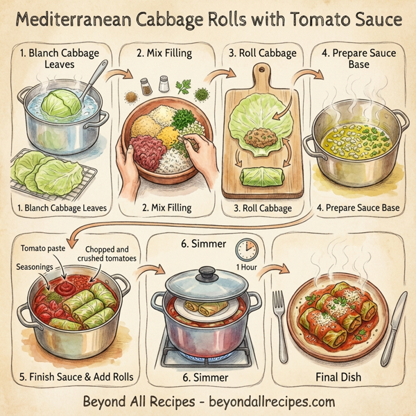 Mediterranean Cabbage Rolls with Tomato Sauce instructions
