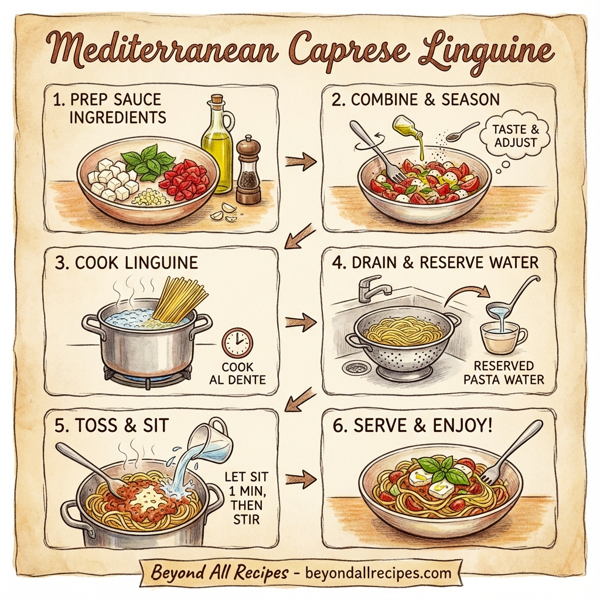 Mediterranean Caprese Linguine instructions