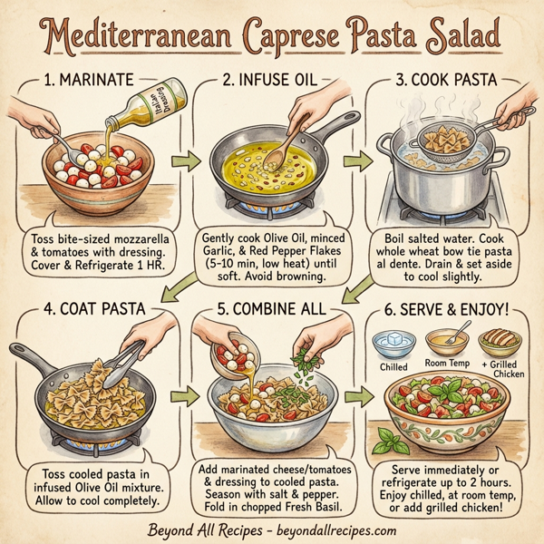 Mediterranean Caprese Pasta Salad instructions