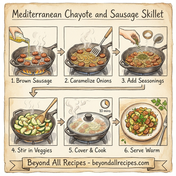 Mediterranean Chayote and Sausage Skillet instructions