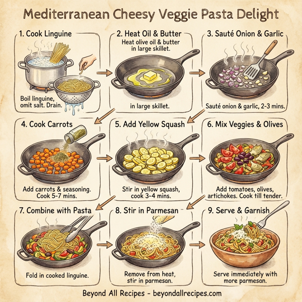 Mediterranean Cheesy Veggie Pasta Delight instructions