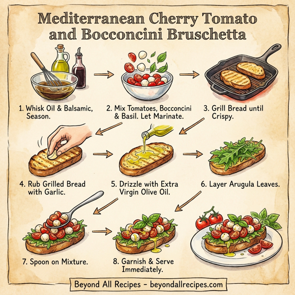 Mediterranean Cherry Tomato and Bocconcini Bruschetta instructions