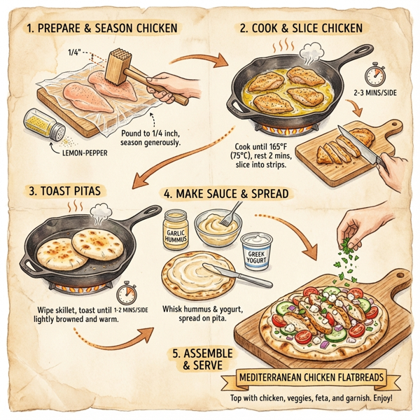 Mediterranean Chicken Flatbreads instructions
