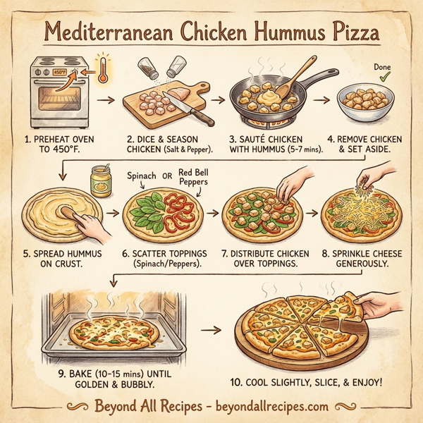 Mediterranean Chicken Hummus Pizza instructions