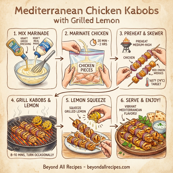Mediterranean Chicken Kabobs with Grilled Lemon instructions