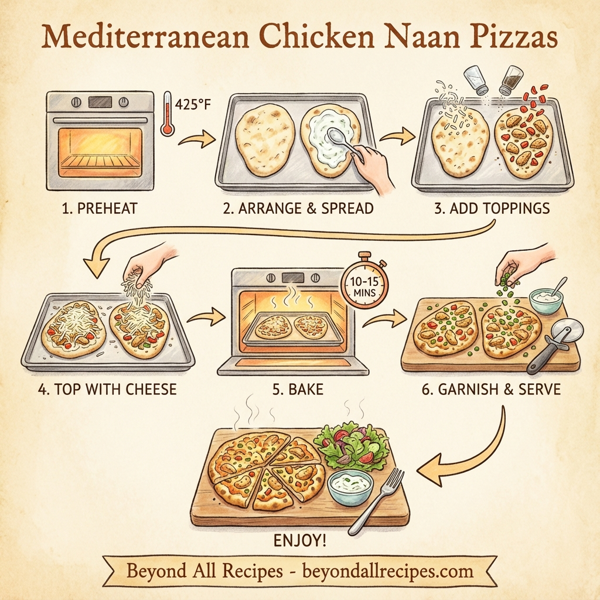 Mediterranean Chicken Naan Pizzas instructions