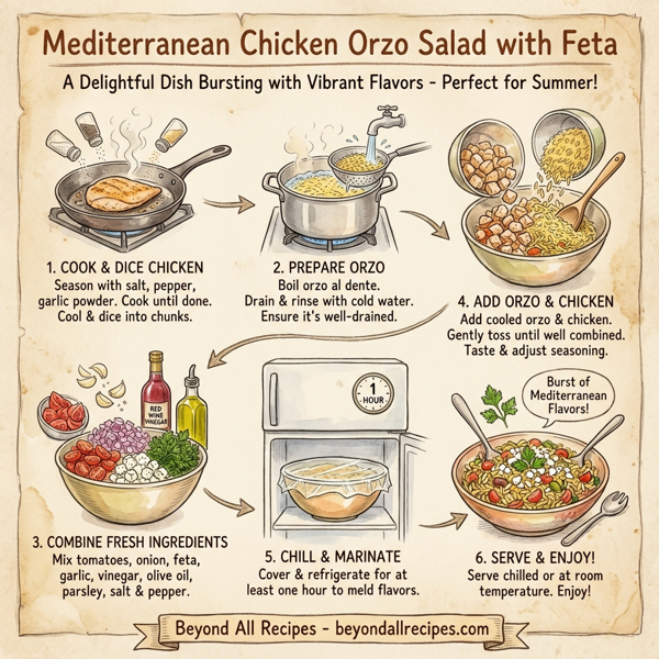 Mediterranean Chicken Orzo Salad with Feta instructions