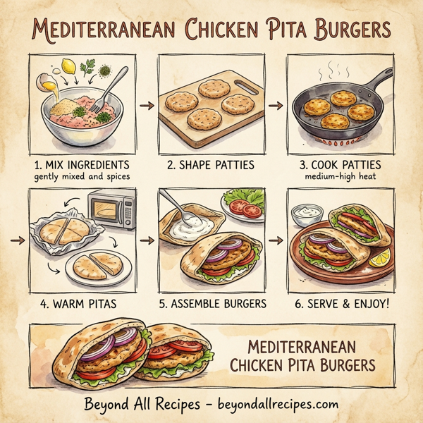 Mediterranean Chicken Pita Burgers instructions