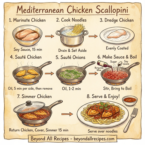 Mediterranean Chicken Scallopini with Tomato-Wine Sauce instructions