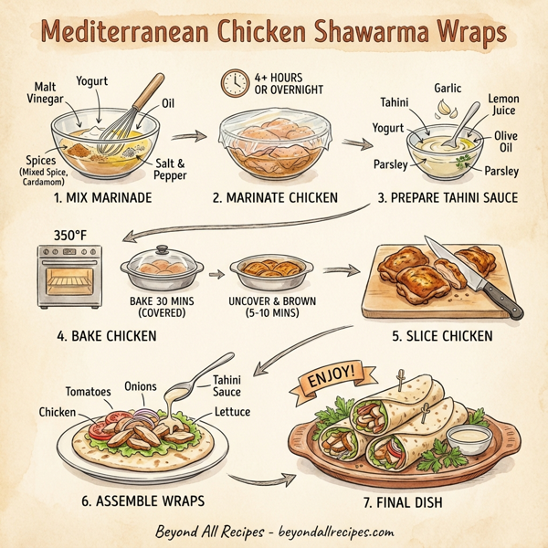 Mediterranean Chicken Shawarma Wraps instructions