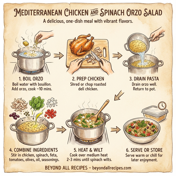 Mediterranean Chicken and Spinach Orzo Salad instructions