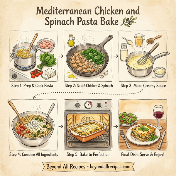 Mediterranean Chicken and Spinach Pasta Bake instructions