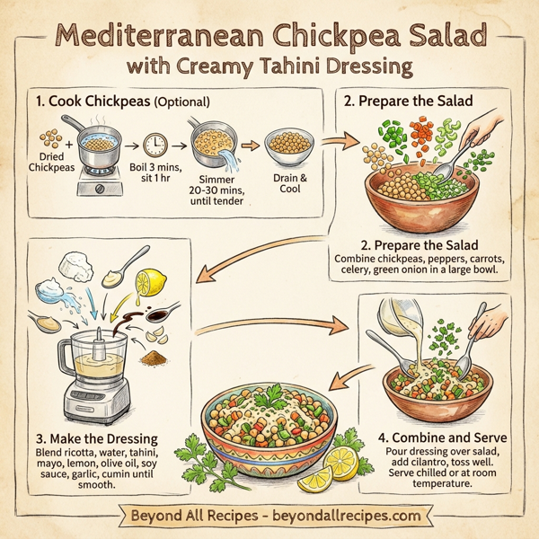 Mediterranean Chickpea Salad with Creamy Tahini Dressing instructions