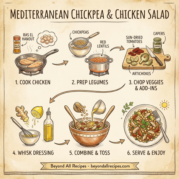 Mediterranean Chickpea & Chicken Salad with Ginger-Lemon Dressing instructions