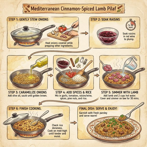 Mediterranean Cinnamon-Spiced Lamb Pilaf instructions